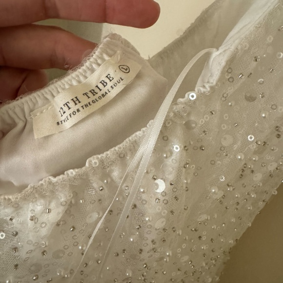 12th Tribe Jaelynn Mini Dress with Feather Trim - Picture 5 of 6